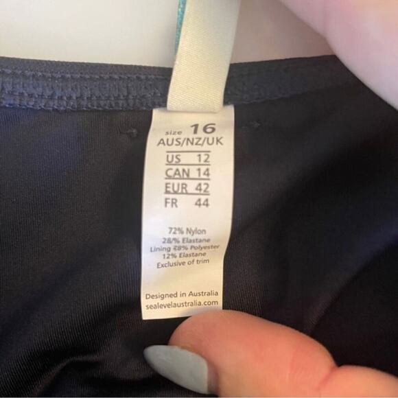 SEA LEVEL Cross Front Tankini Top, Navy, Size 12, NWOT - Picture 5 of 6